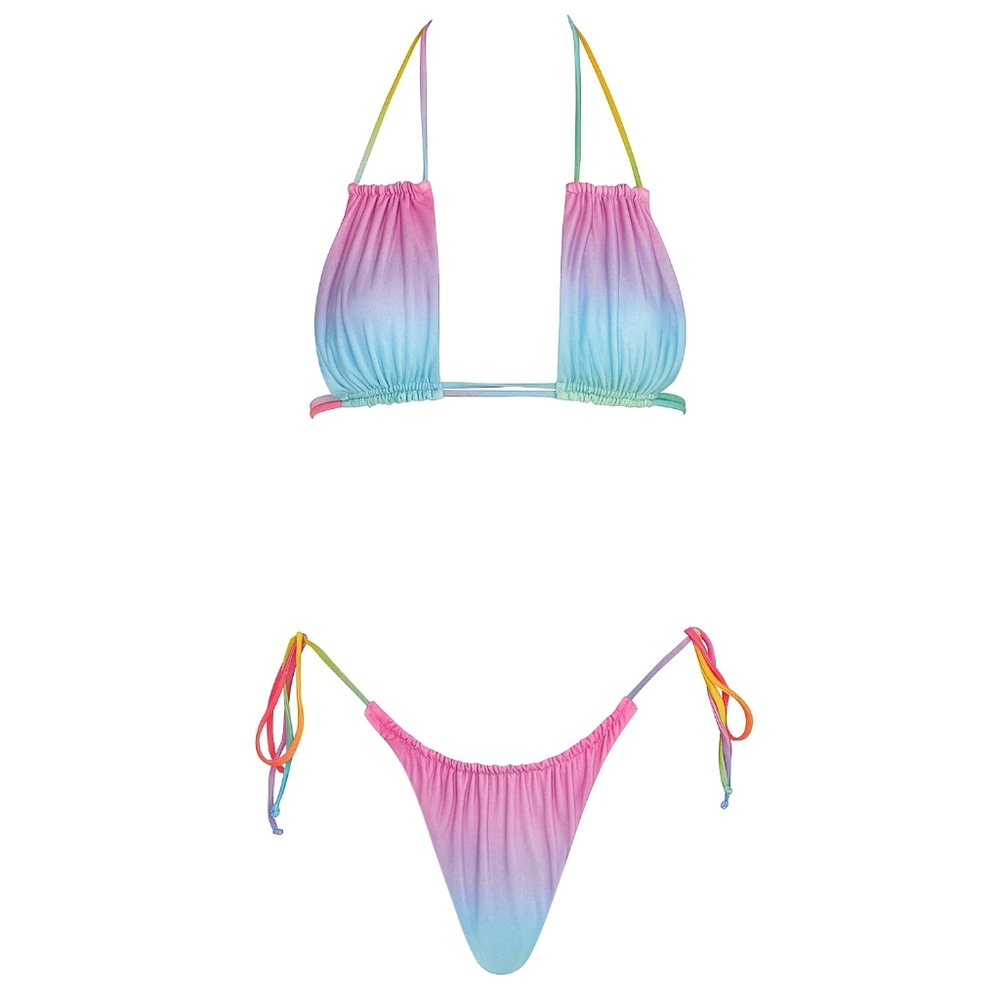 Monica Hansen x Free People Miami Vice Bikini Set Pastel Rainbow - Picture 2 of 13